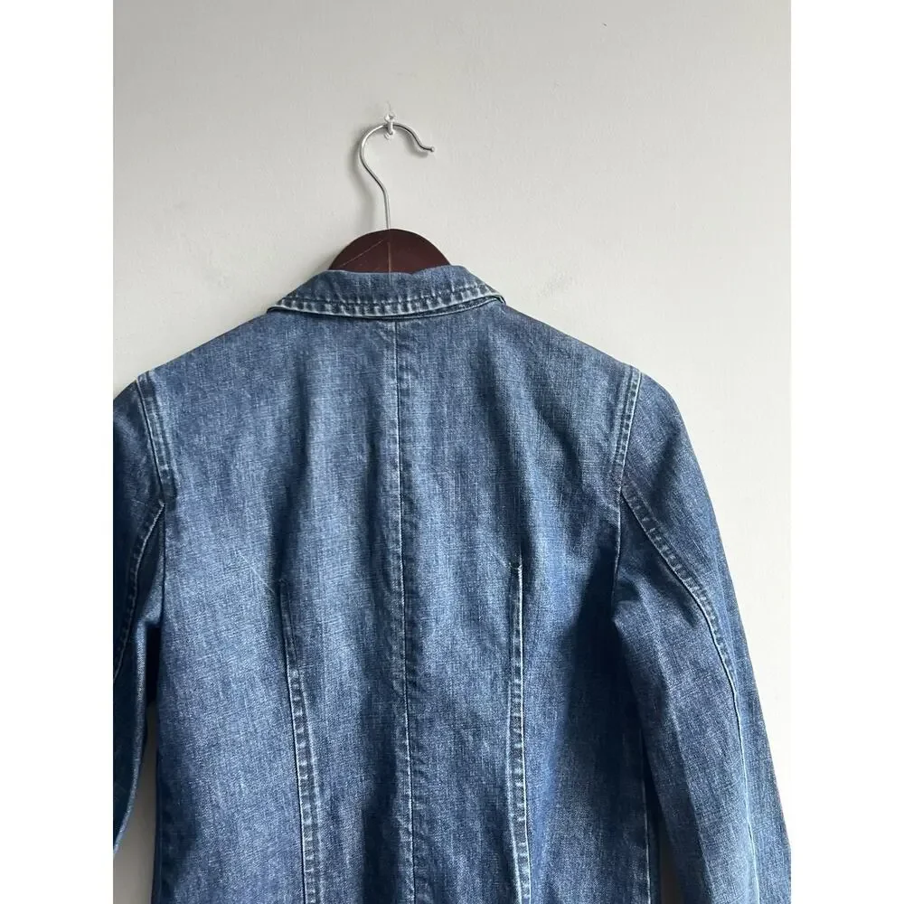 J.Crew Jean Jacket Blazer Womens Medium Blue 100% Cotton Size Small